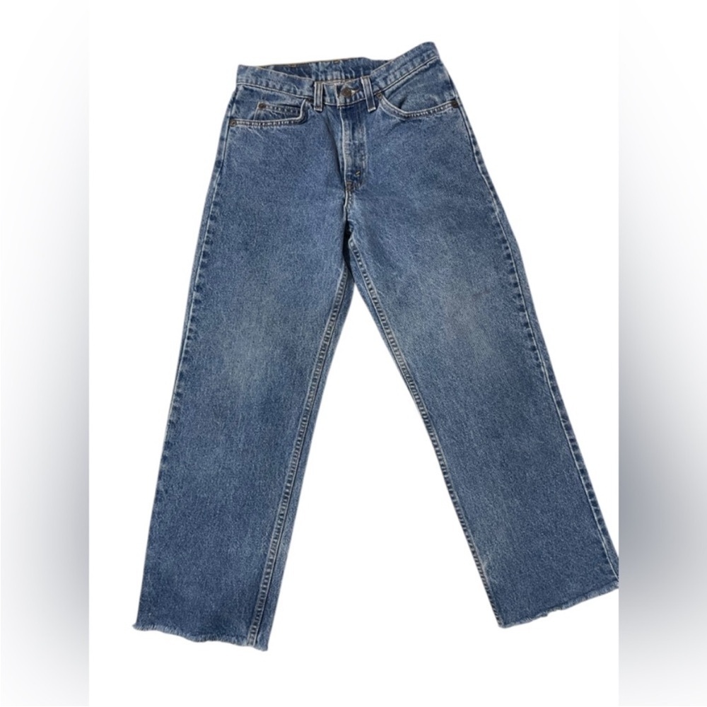 Levi’s 562 Loose Fit Raw Hem Orange Tap Jeans Size 27‎